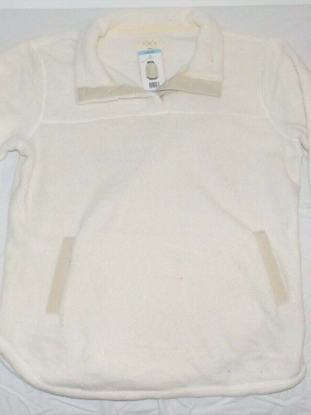 TS Women’s Pullover Two Front Pockets Rice Color Size Large New W/Tags MSRP $64